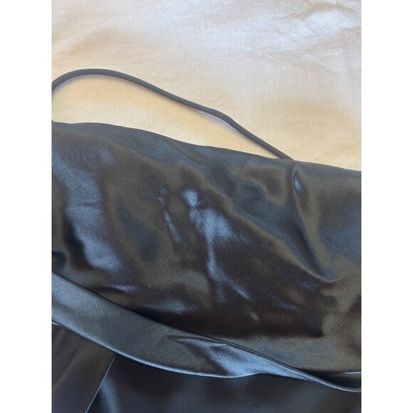 VTG Black Formal Gown Slip Dress 13/14 Draped Satin Neckline Elegant Old Money - Picture 5 of 7